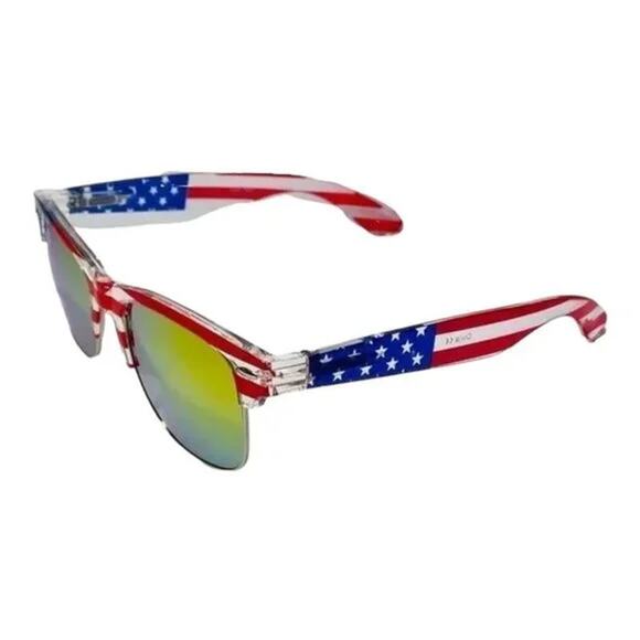 6026 | Gold Mirror USA Flag Wayfarer Sunglasses - Picture 2 of 5
